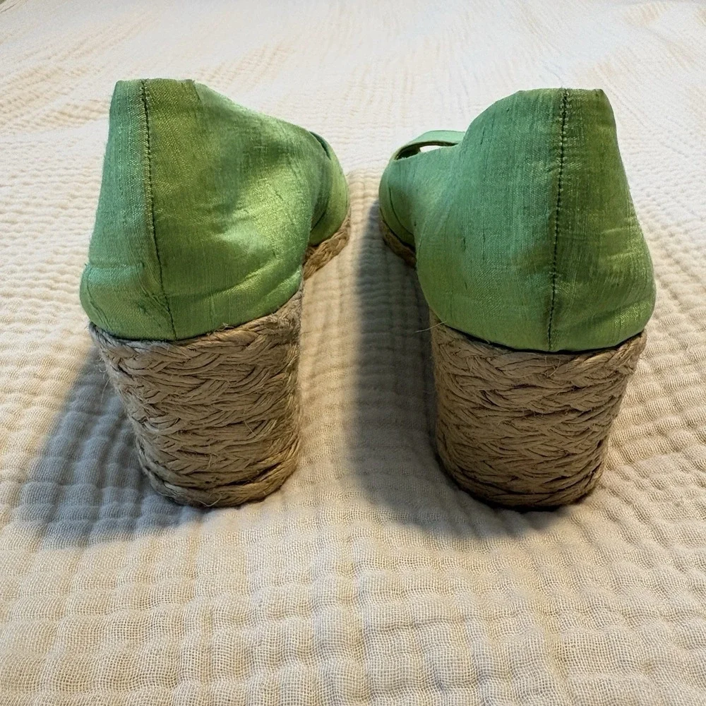 Lauren Ralph Lauren Cecelia Espadrilles Wedge Slip On Shoes Women 8.5 Lime Green